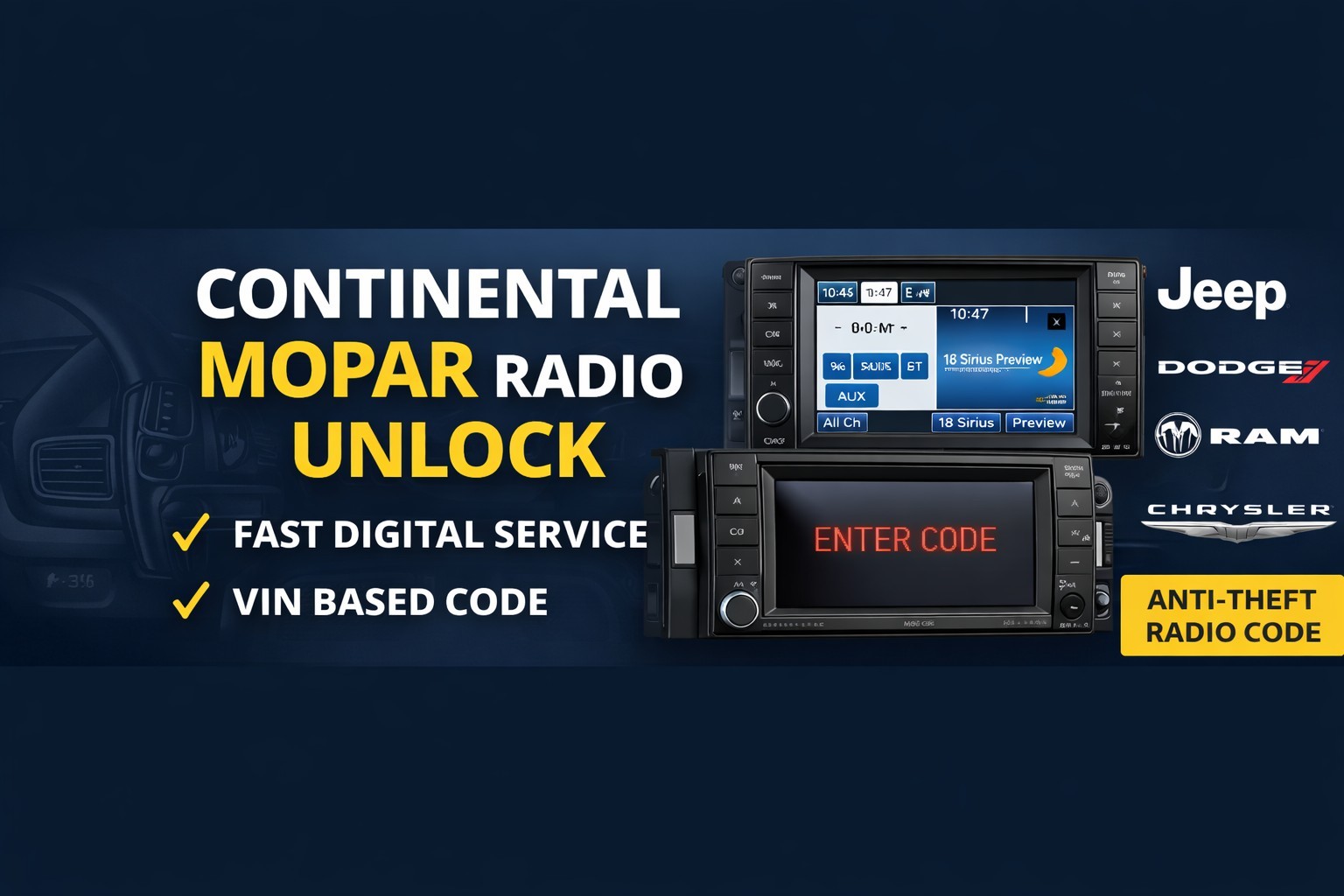 ✅ Fiat Alfa Romeo Continental MOPAR Radio Code Unlock | Fast Digital ✅