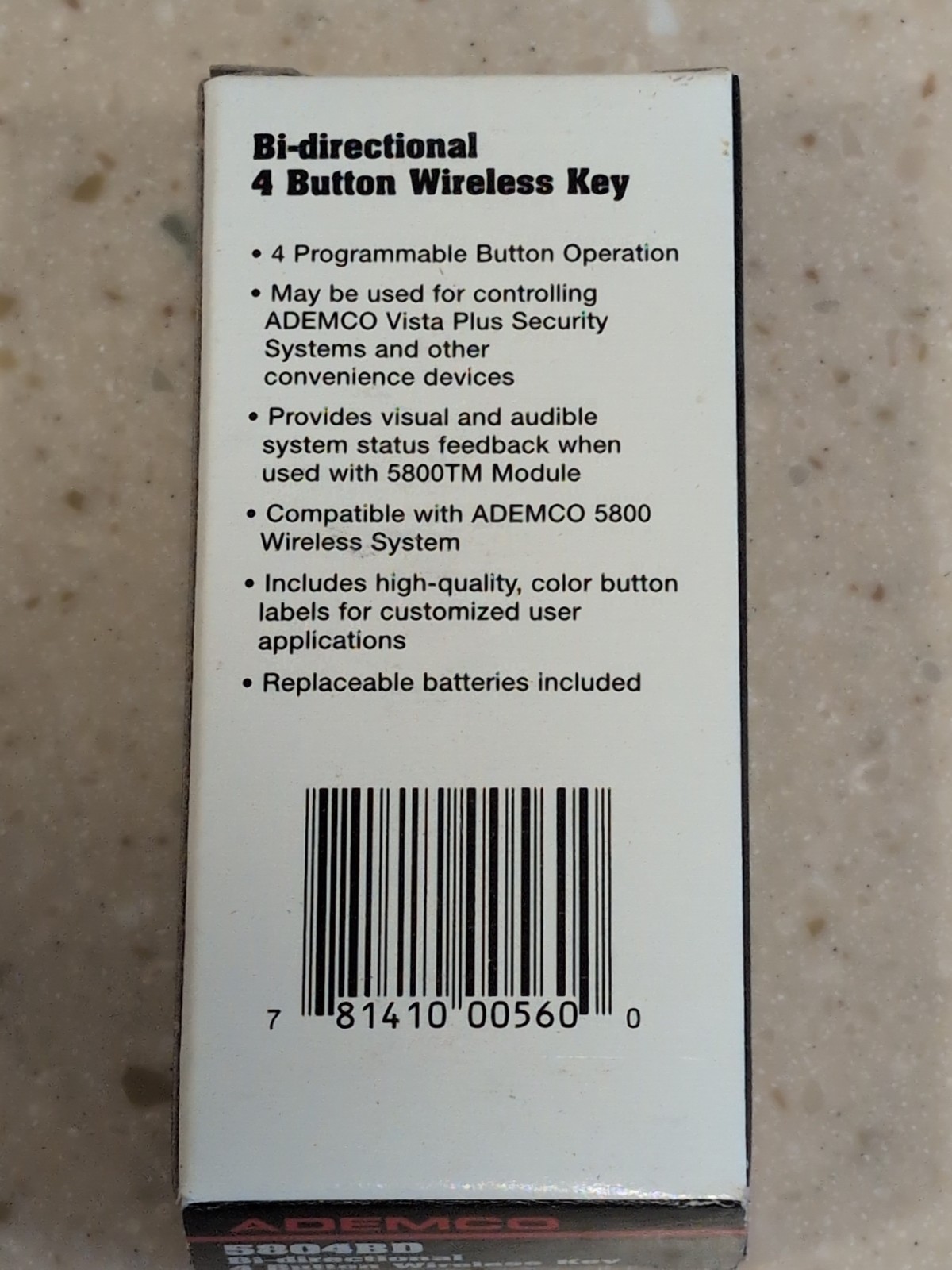 ADEMCO 5804BD BI-DIRECTIONAL 4 BUTTON WIRELESS KEY ( NEW IN BOX )