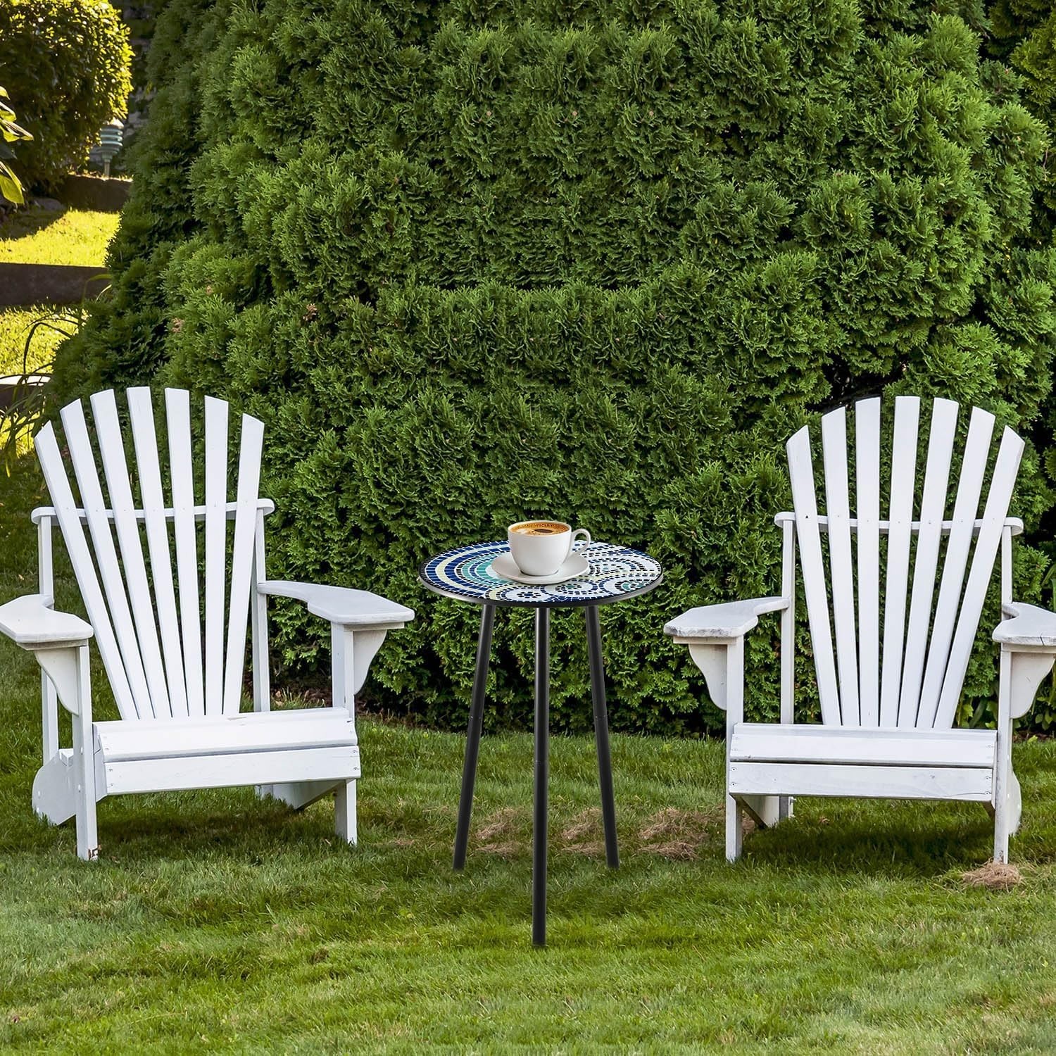 1 Pack Metal Outdoor Side Table Small Outside Round End Table for Patio Moder...