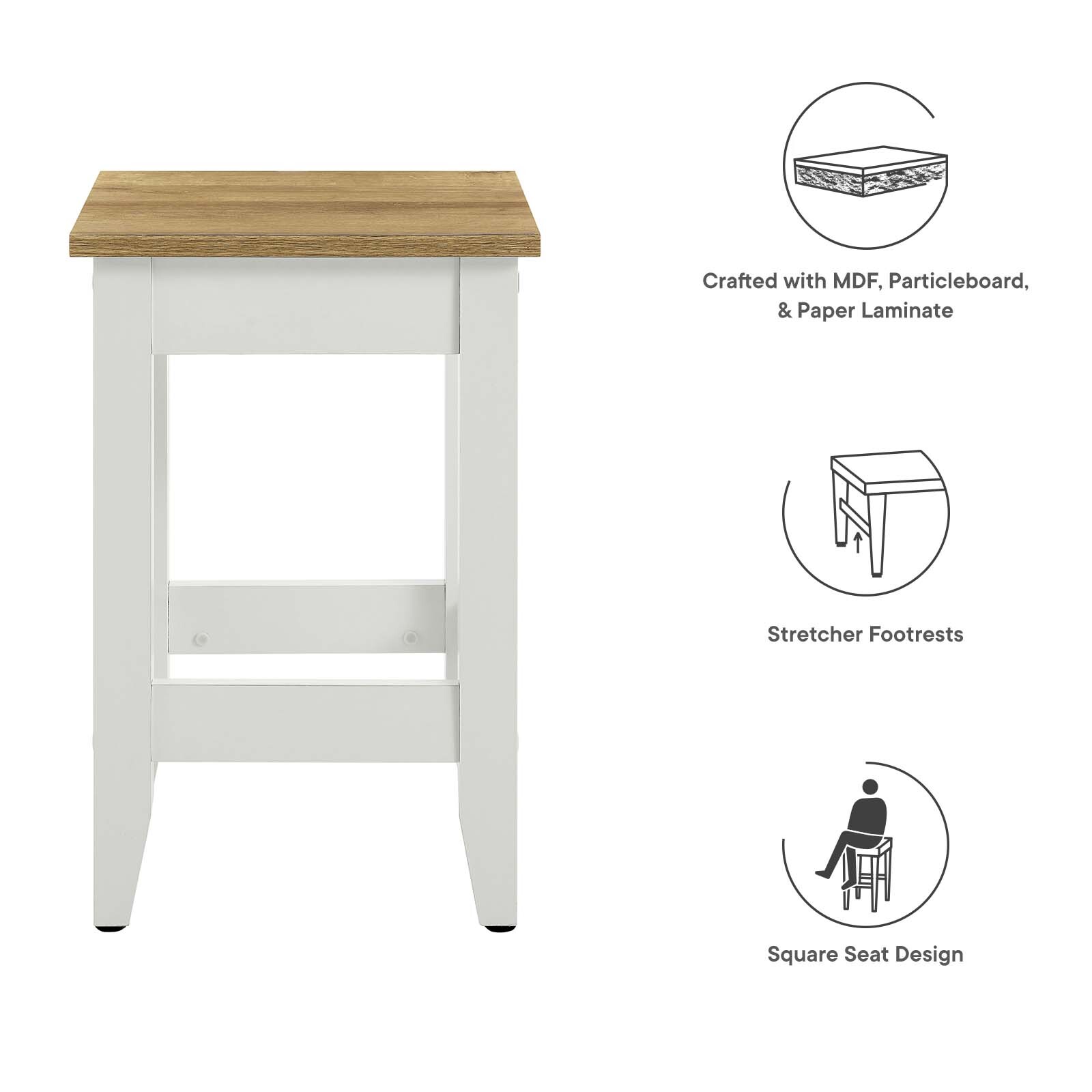 Modway Sunbrook Kitchen Stool in Oak White