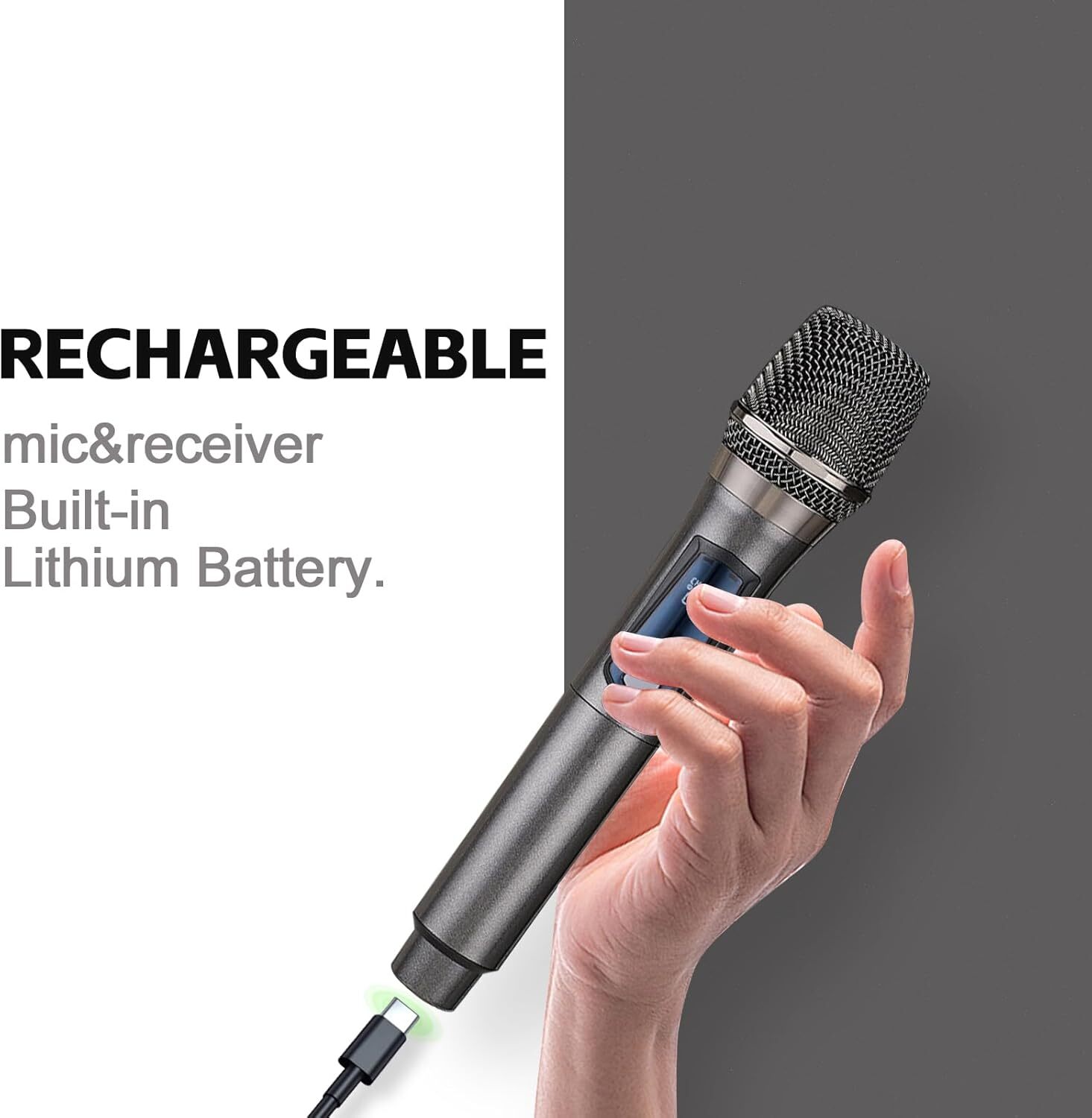 Pro UHF Wireless Microphone System Set Dual Handheld Rechargeable Karaoke Gift