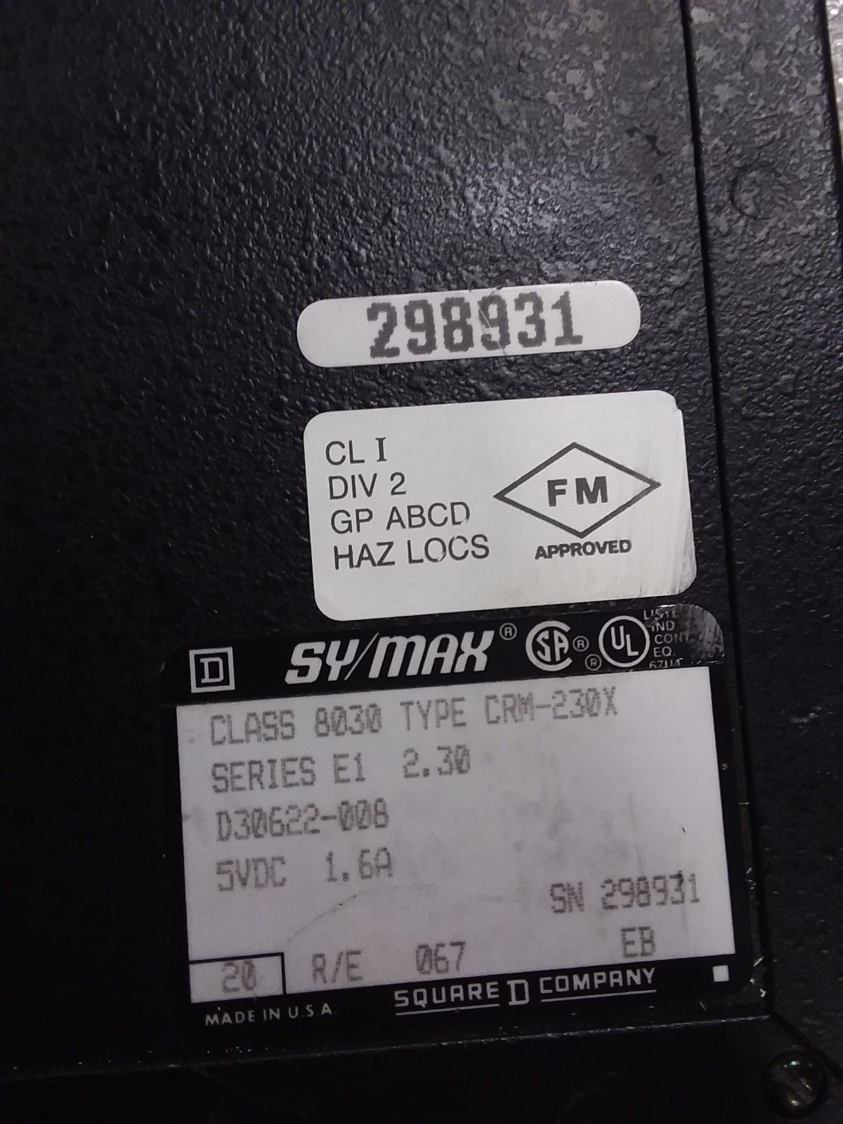 Square D Class 8030 Type CRM-230X Ser E1 Rev 2.30 Sy/Max Module