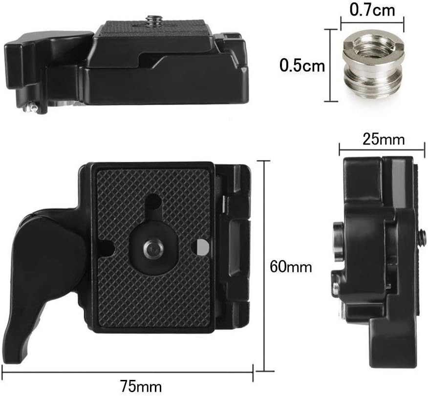 323 RC2 Quick Release Plate, Metal Rapid Adapter with 1/4" and 3/8" Camera Screw