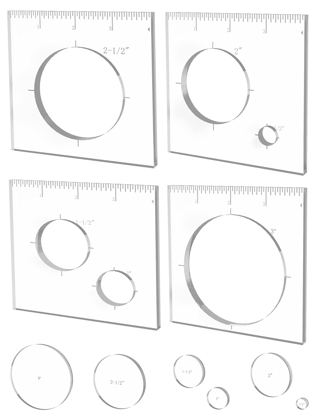 4 PCS Circle Inlay Templates Router Jig Woodworking Decorative Tool Set