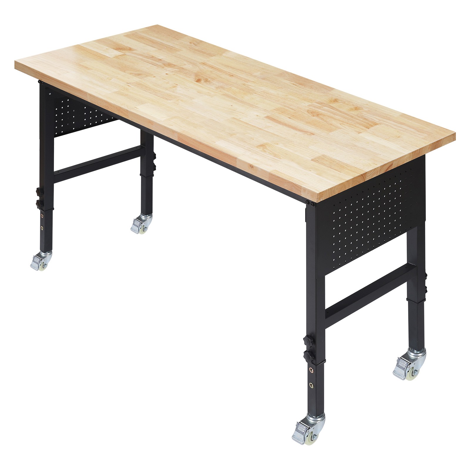 VEVOR 60-inch Adjustable Workbench Wood Work Table with Power Outlet & Drawer
