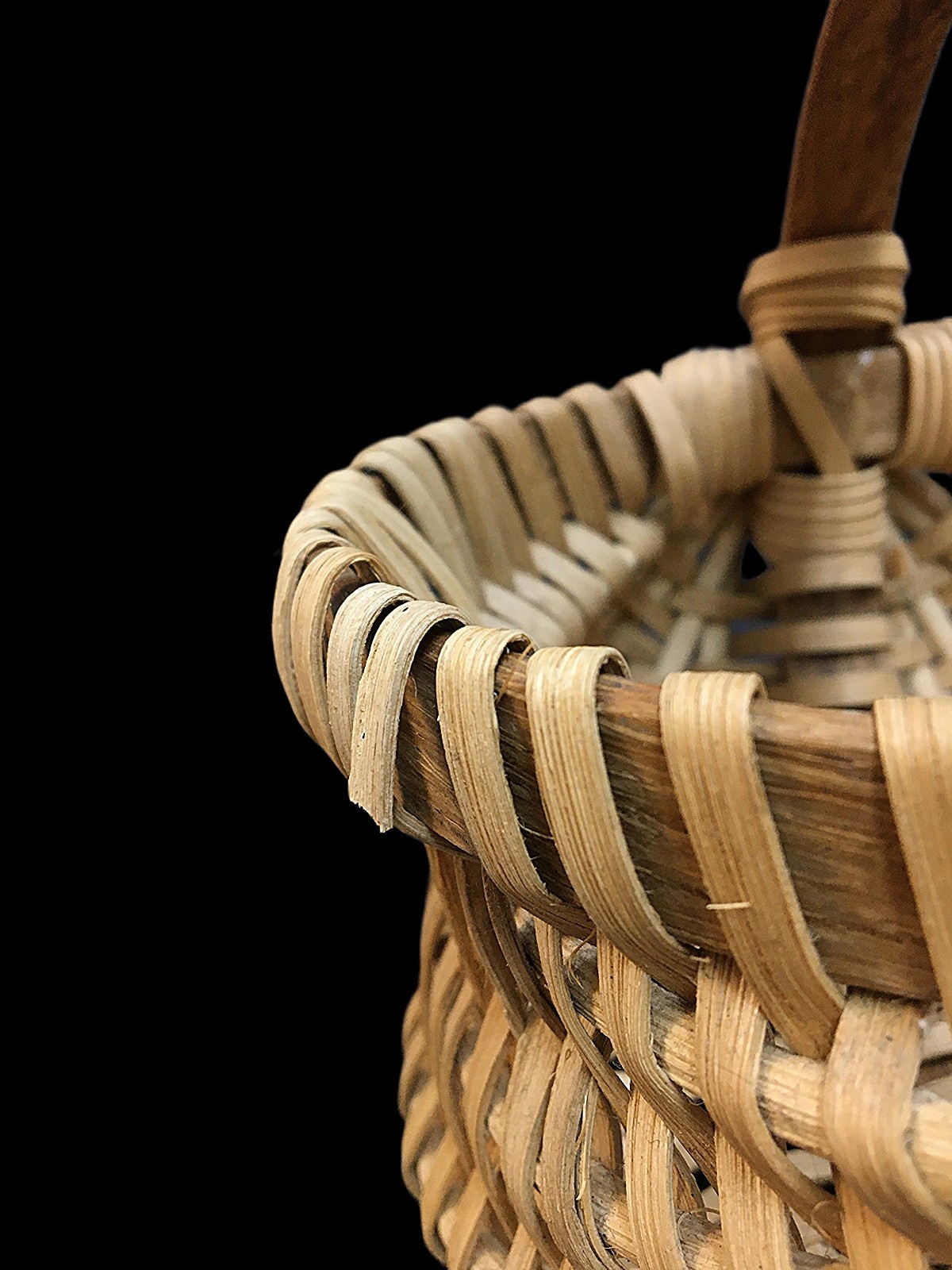 Buttocks Gathering Basket Wicker Woven Tan Small Vintage