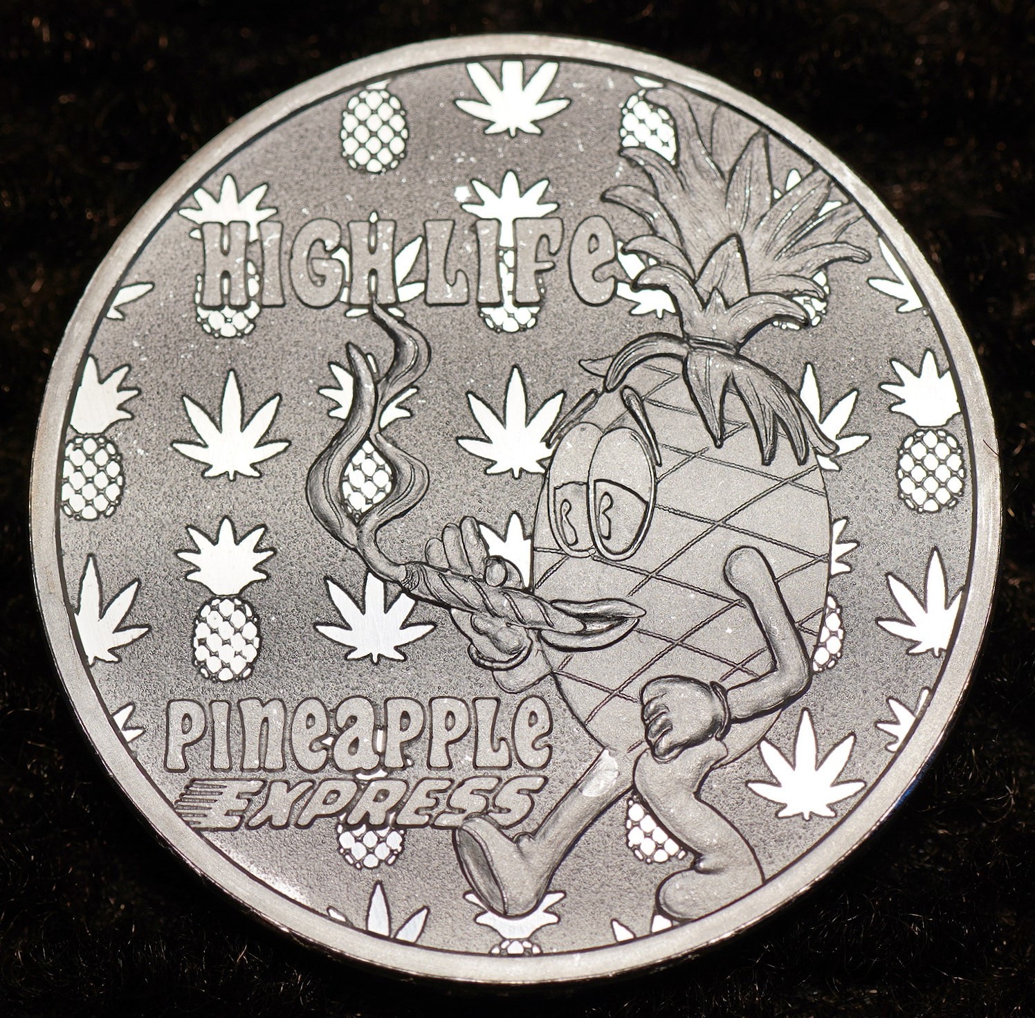 PINEAPPLE EXPRESS High Life #13 of 420 Mary Jane 1oz 999 FINE Silver round C5837