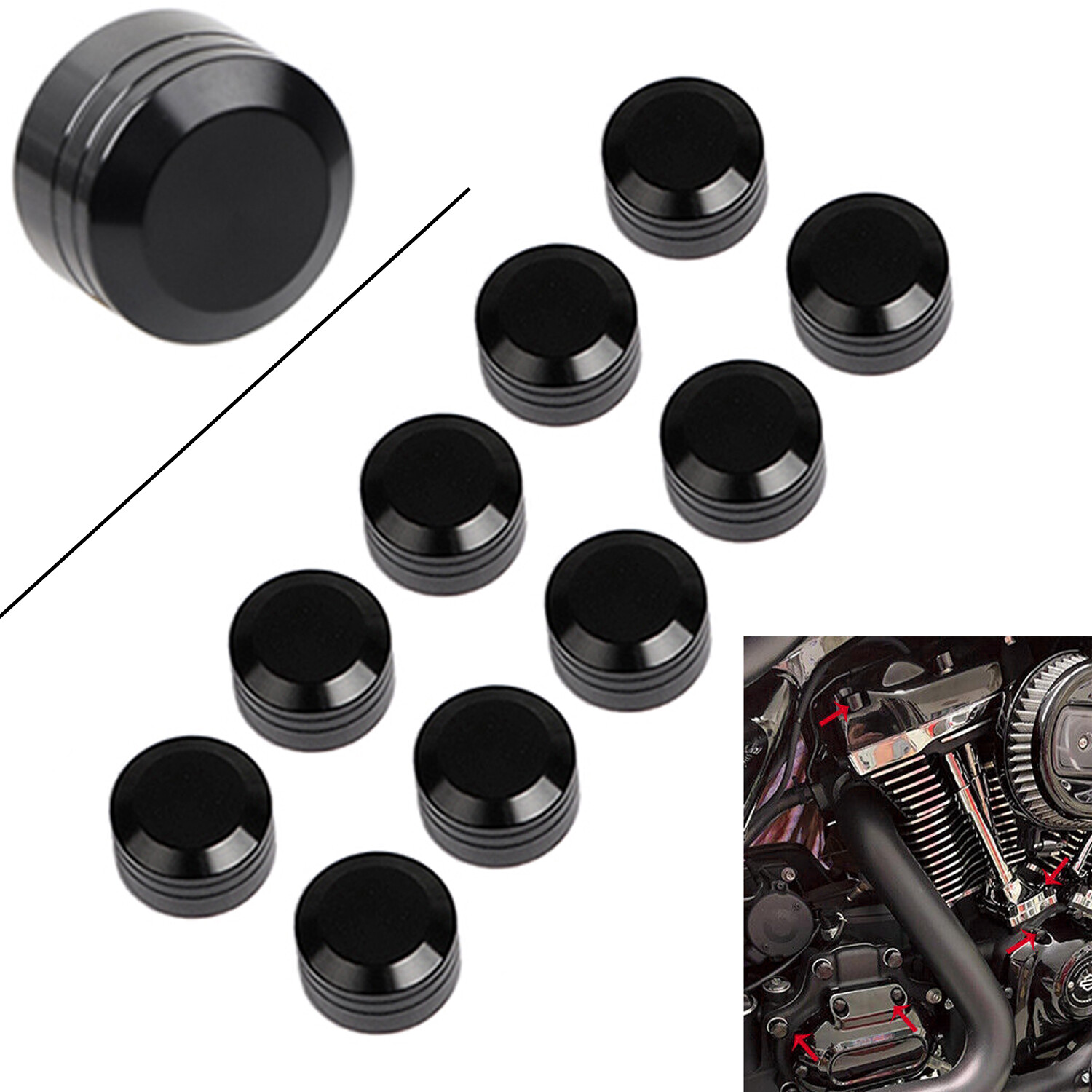 10X 9mm-12mm Engine Bolt Topper Caps Cover For Harley Dyna Wide Super Glide FXD