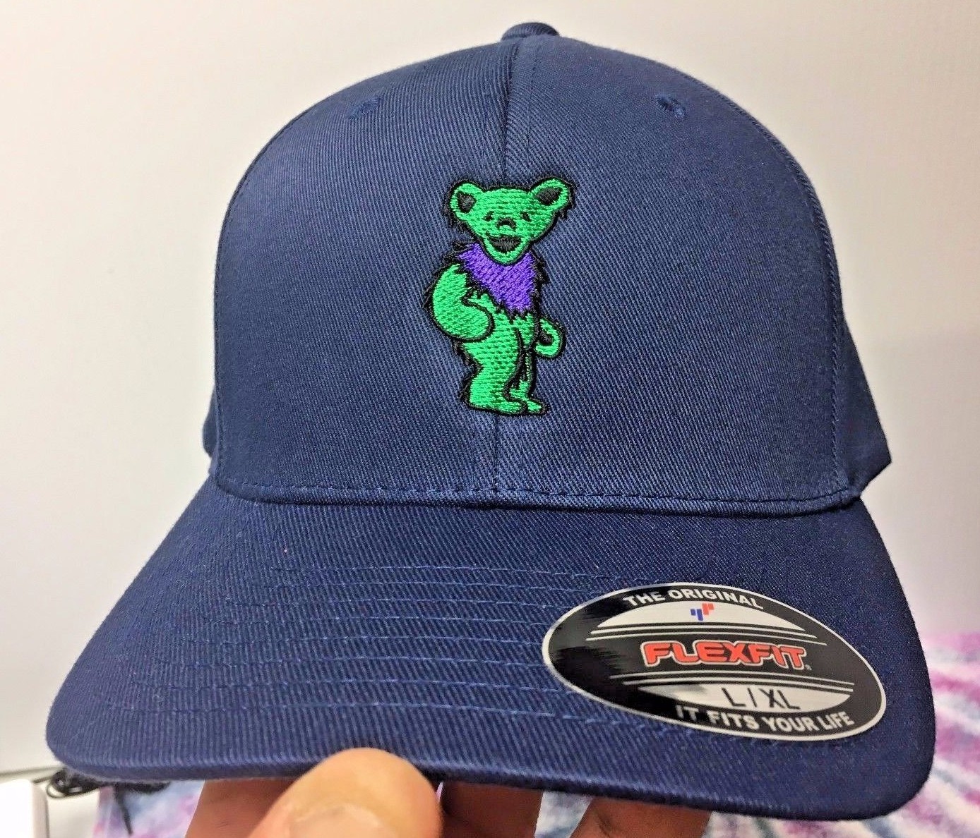 Grateful Dead Dancing Bears Embroidered Flexfit Ball Cap Black, Navy or Olive