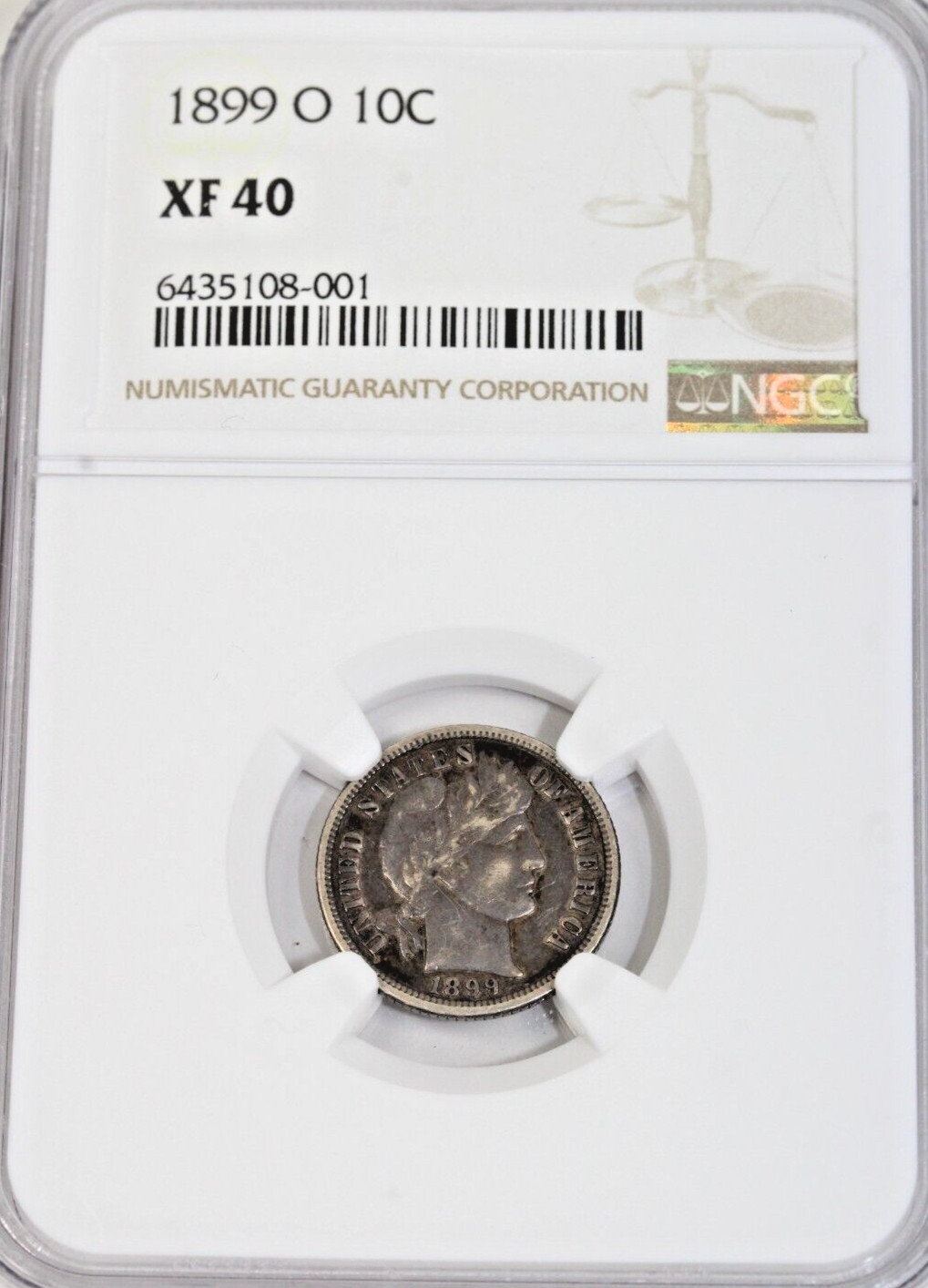 1899-O Barber Dime : NGC XF40