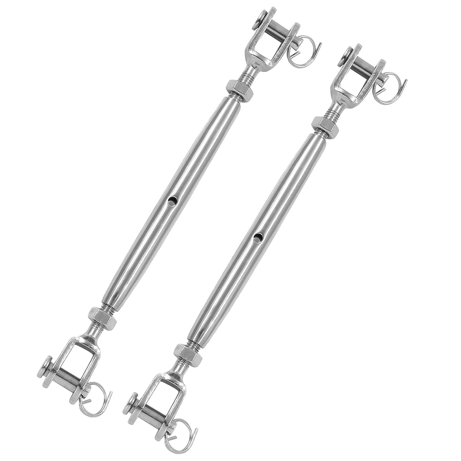2PCS 1/4" (M6) Turnbuckle Stainless Steel Jaw and Jaw Turnbuckle Rigging Screw,