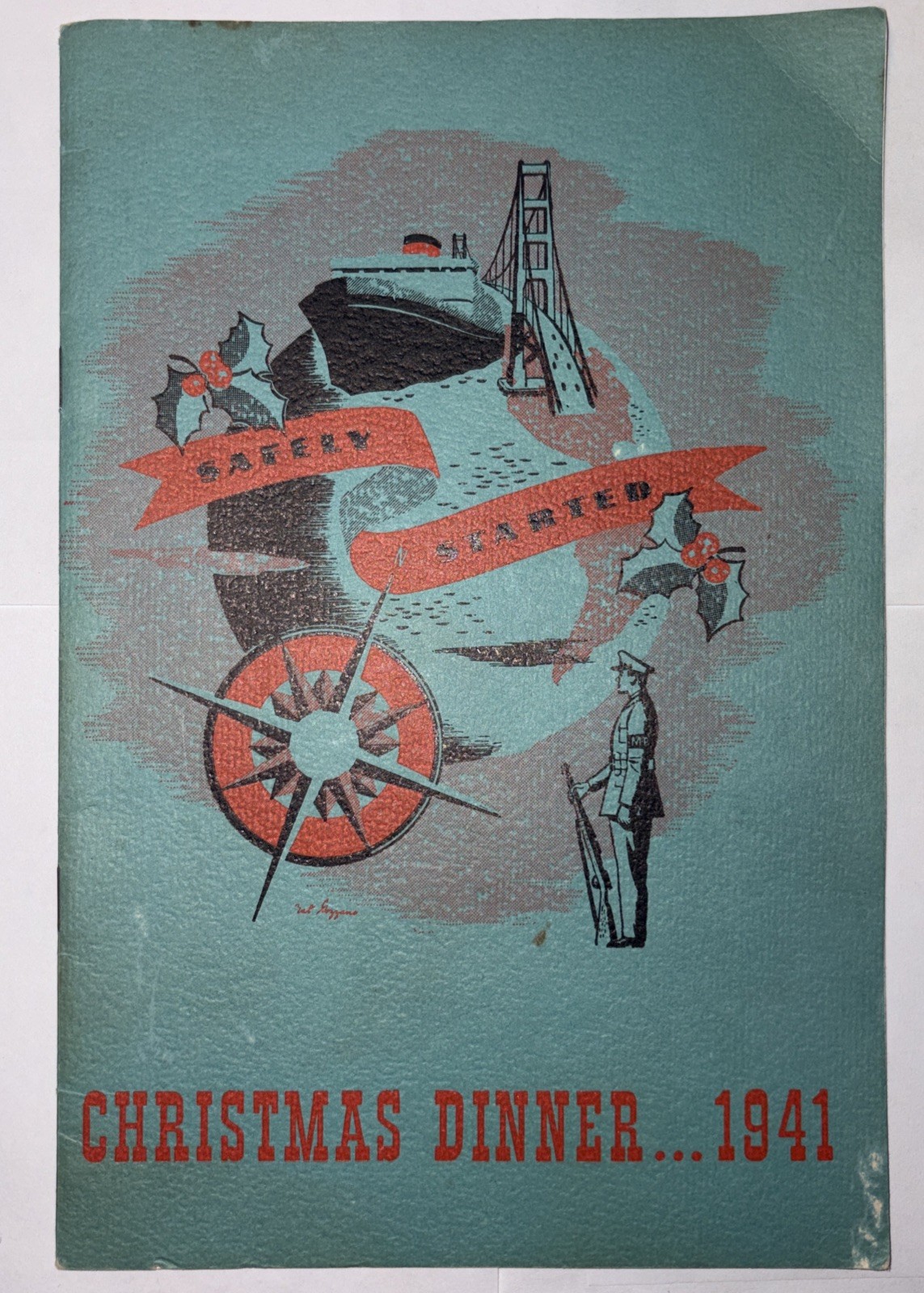 Vintage 1941 & 42 WW2 Christmas Dinner Menu SF Harbor Defenses U.S. Military