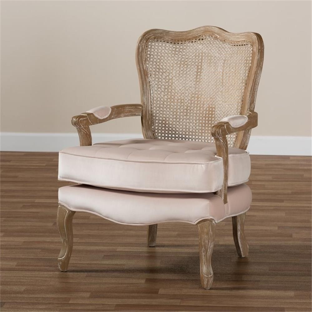 Bowery Hill 19.3" Traditional Wood/Fabric Accent Chair in Light Beige