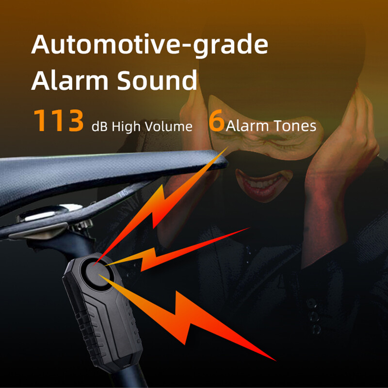Bike Alarm, Wireless, Anti-Theft, Vibration Motion Detector, 113 dB, IP55