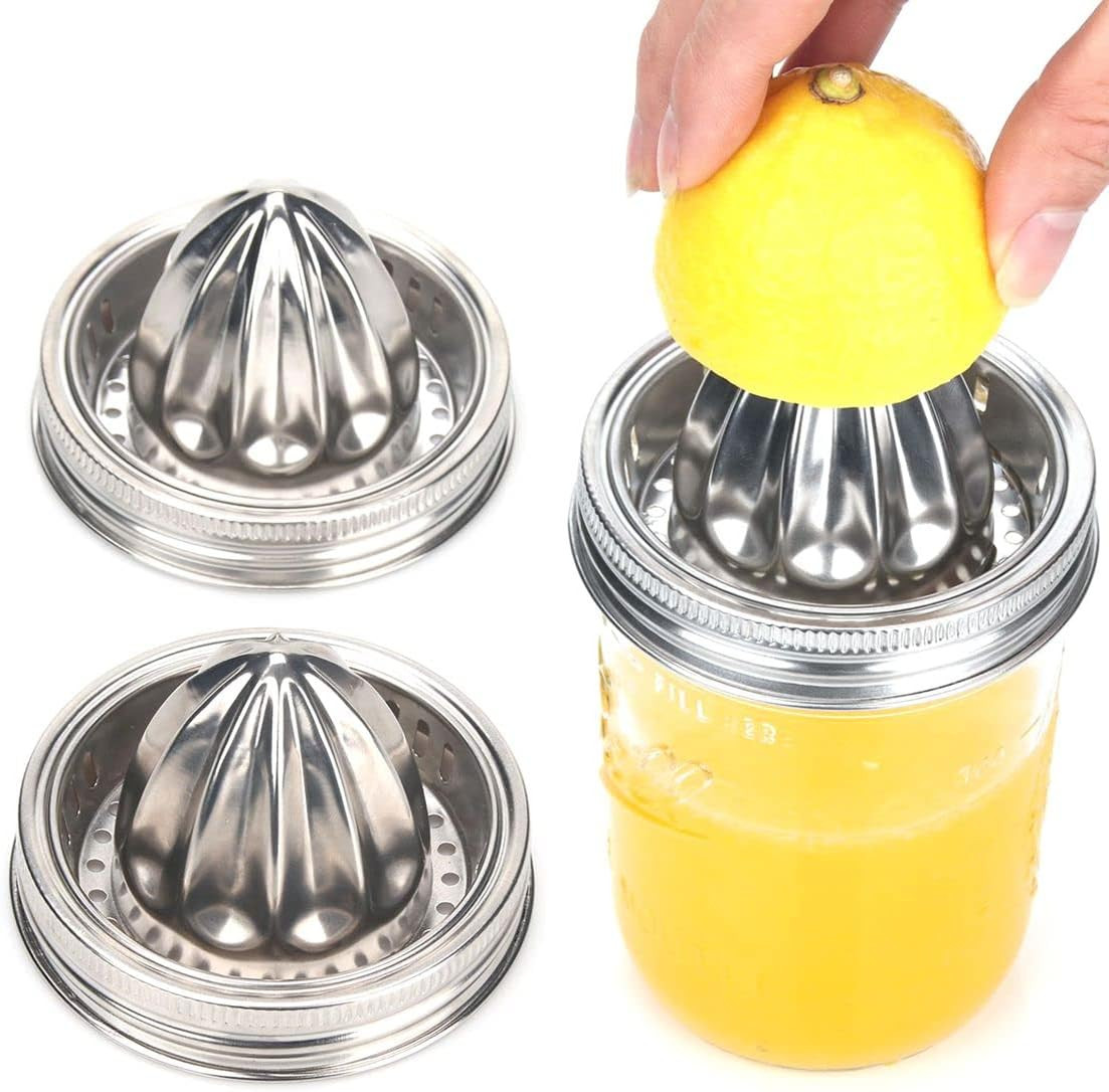 2Pcs Mason Jar Stainless Steel Juicer Lid Citrus Reamer for Wide Mouth Mason
