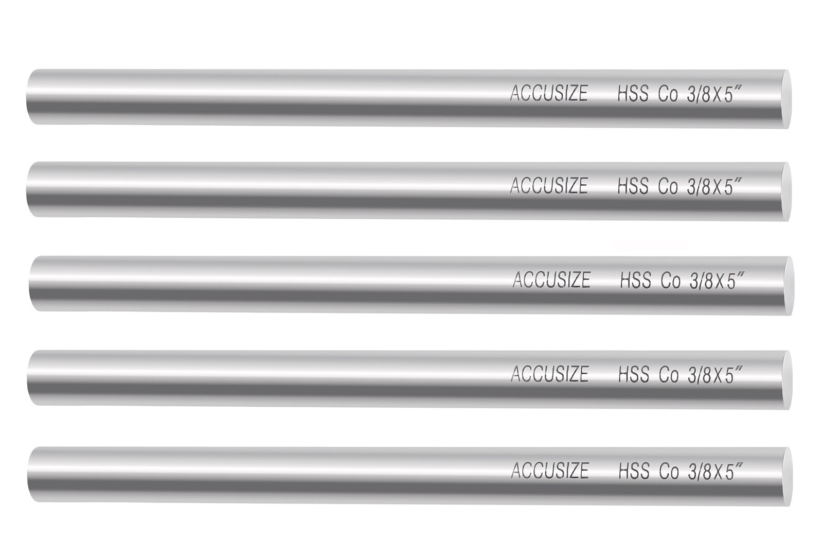 ACCUSIZE 3/8" x 5" M35 (H.S.S. + 5% COBALT) 5 PCS ROUND TOOL BIT, #5098-0038x5