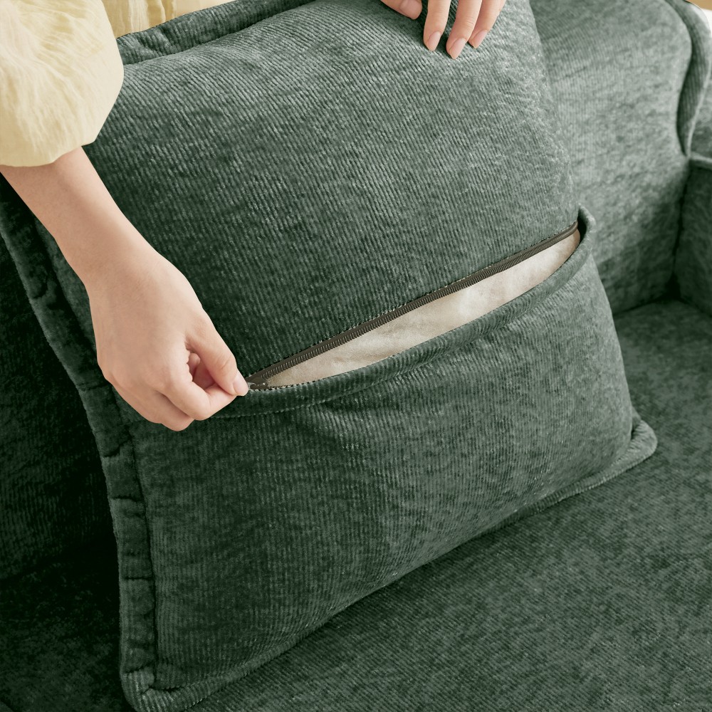 Harrison Velvet Green Sofa Compressed Couch w/ Modular Design - 39.37"L