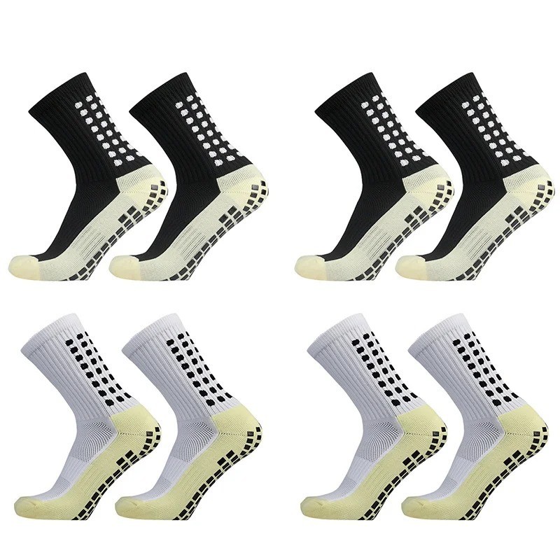 4 Pair Sport Socks Anti Slip W/ Grip Soccer Men Football Basketball Sock Premium