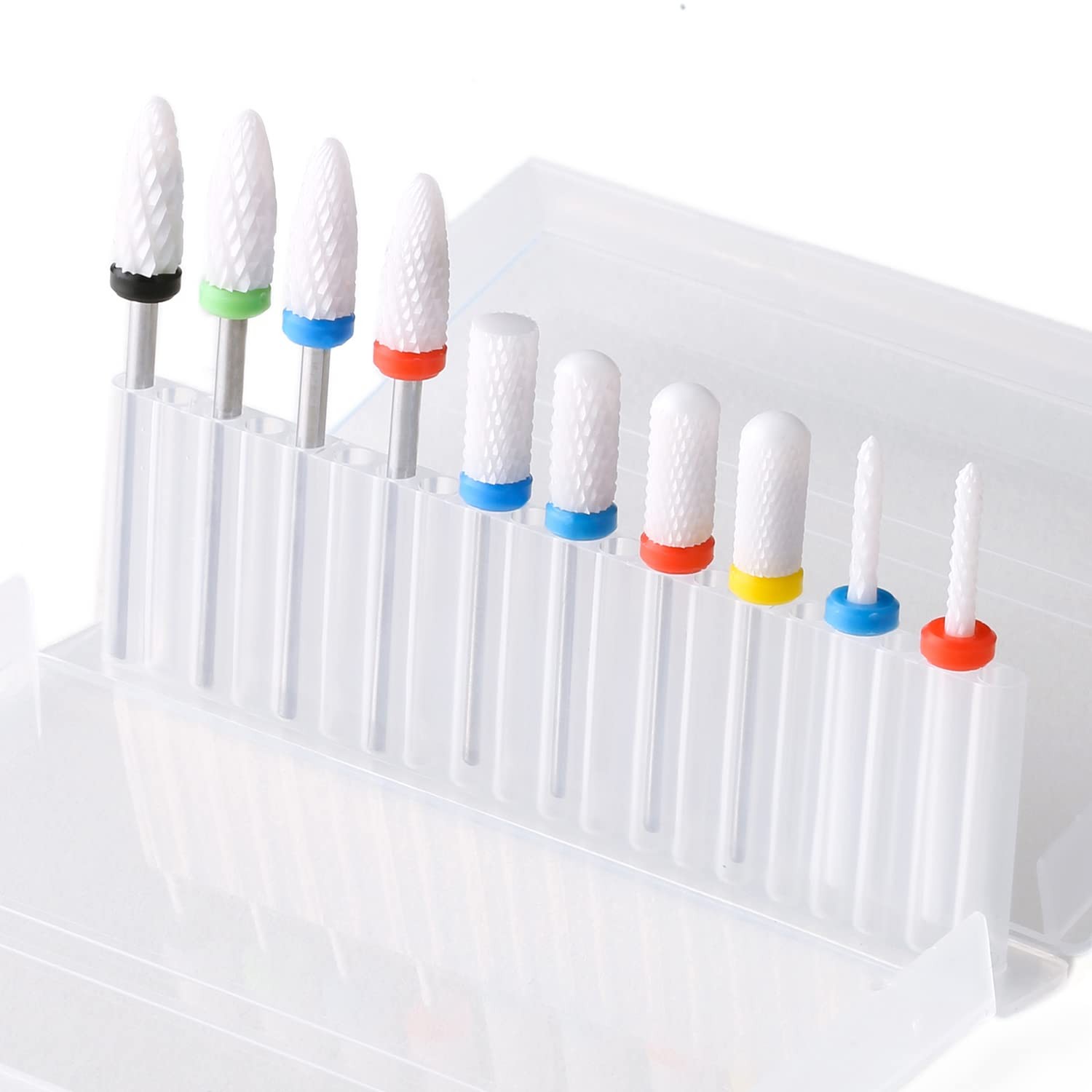10Pcs Ceramic Nail Drill Bits,3/32 Nail Drill Bits Set for Acrylic Gel Nails