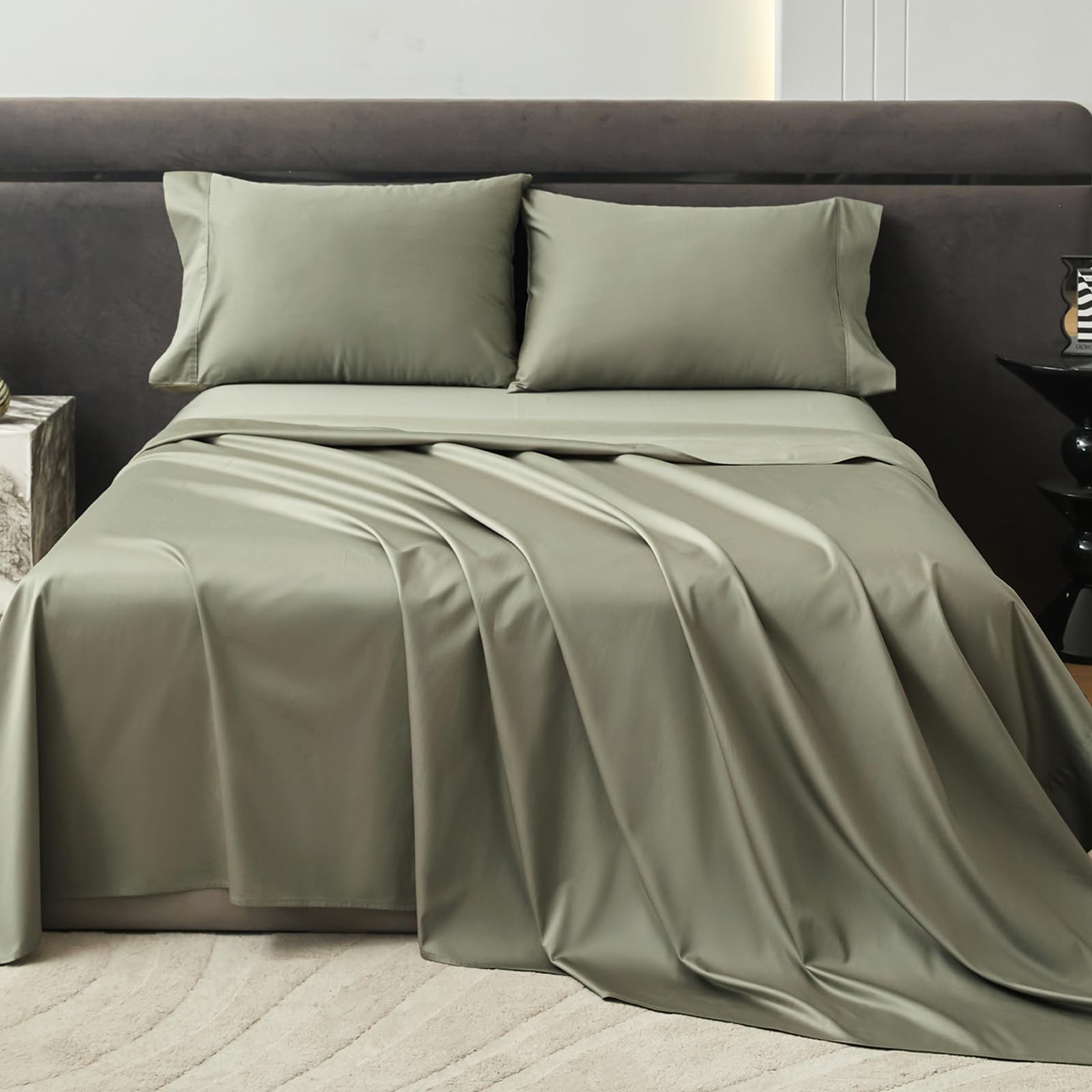 Sheet Set 800 Thread Count Long Staple Cotton Sateen Silky Soft Smooth Hotel ...
