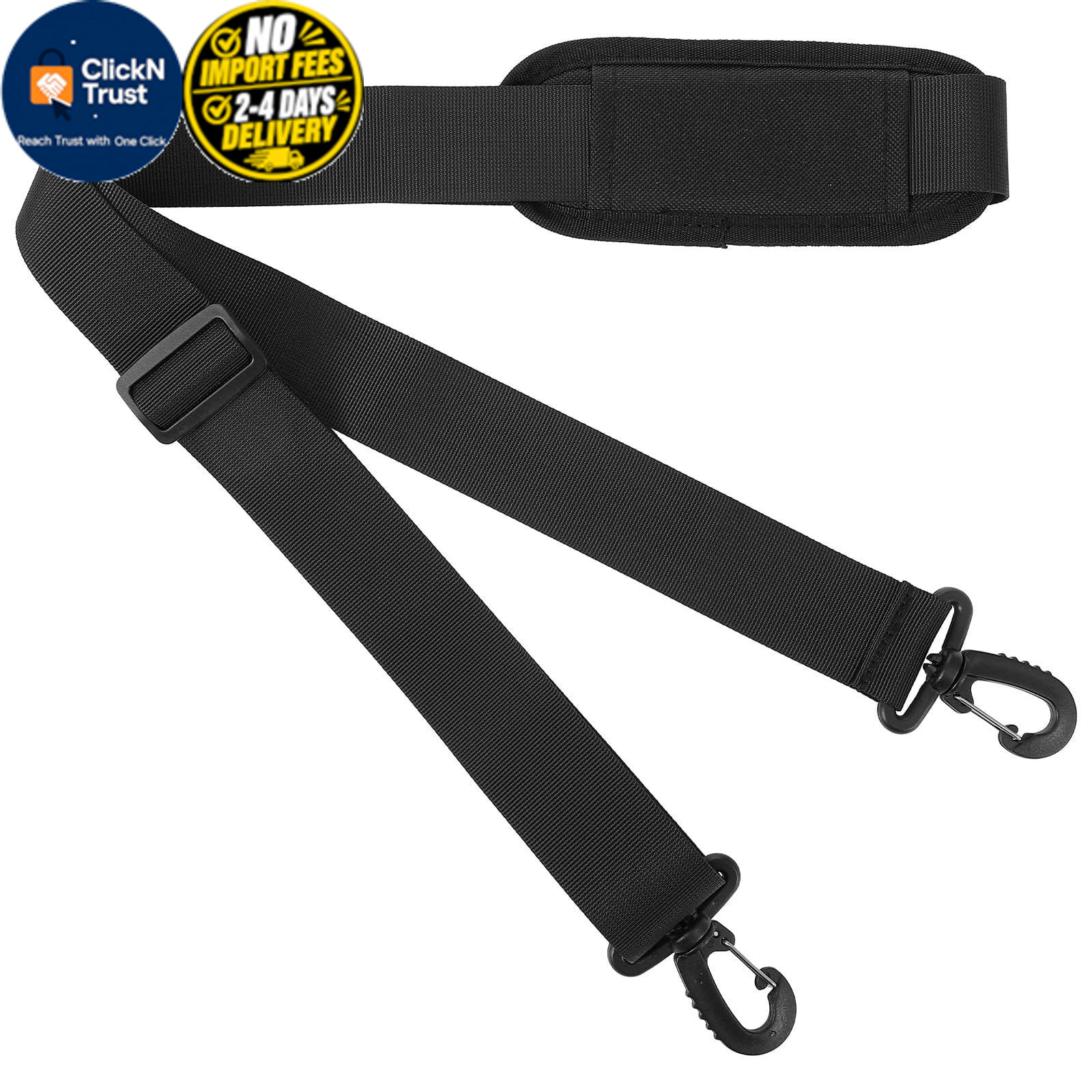 Shoulder Strap, 65 inch 100-165cm (39.4-65in) x 3.8cm (1.5in), Black