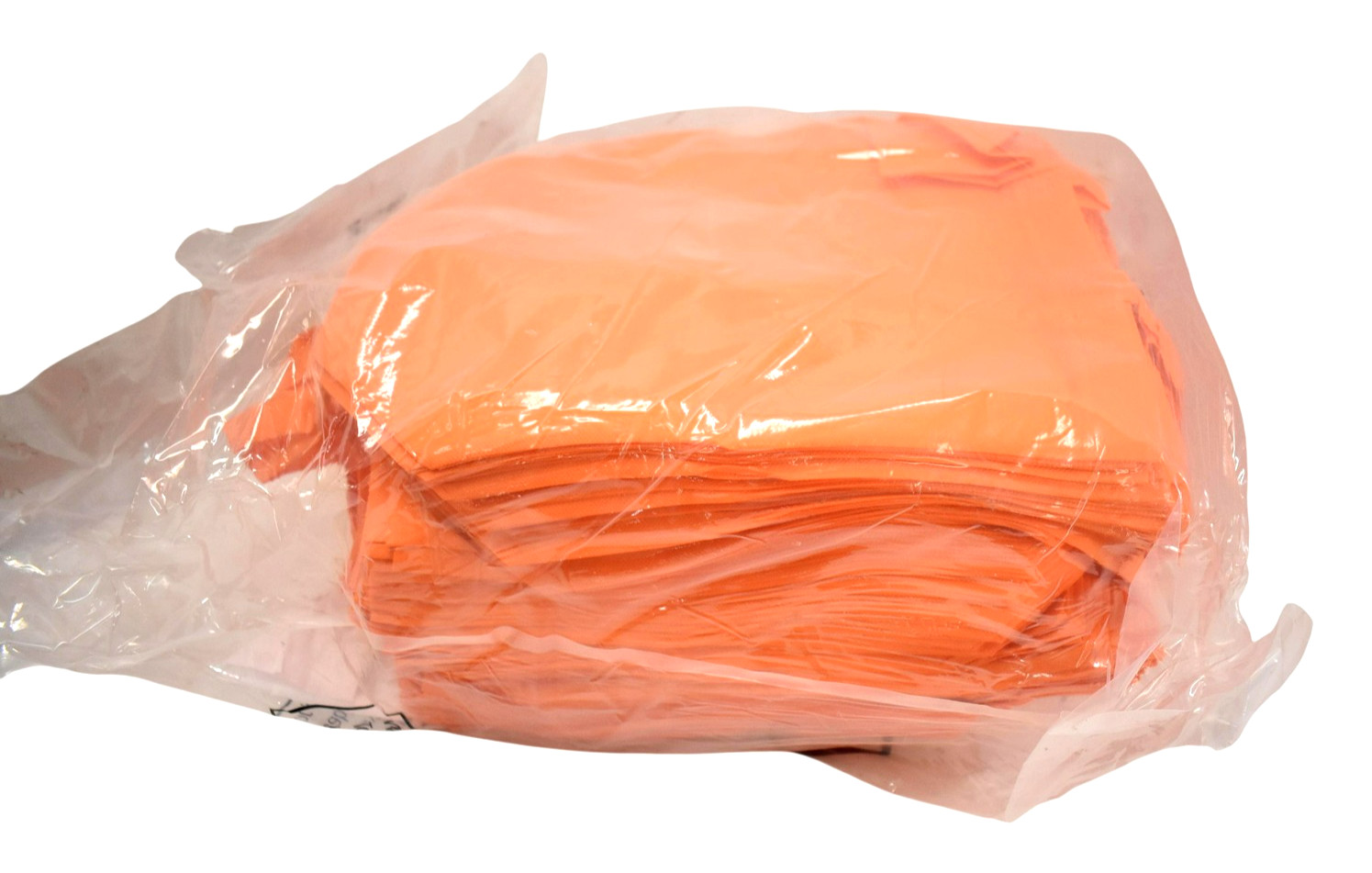 100pcs Reginary Reusable Tote Bags Orange Non-Woven Shopping Grocery Retail