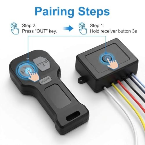 12V Wireless Winch Remote Control Kit – 4 Pack Universal 5‑Wire Receiver