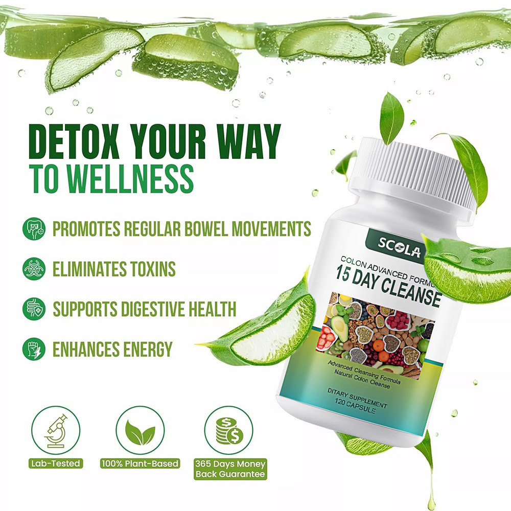 15 Day Cleanse - Gut Colon Support Caffeine-Free Advanced Formula - Non-GMO 120
