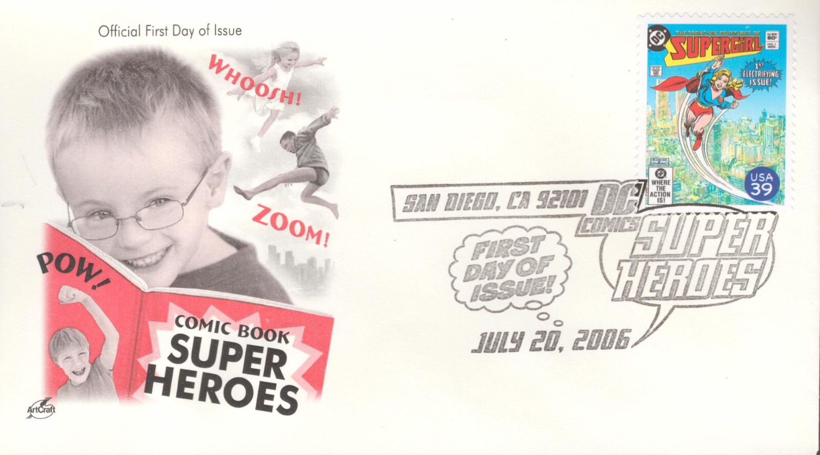 2006 First Day of Issue - DC Comic Heros - Supergirl - Art Craft Cachet