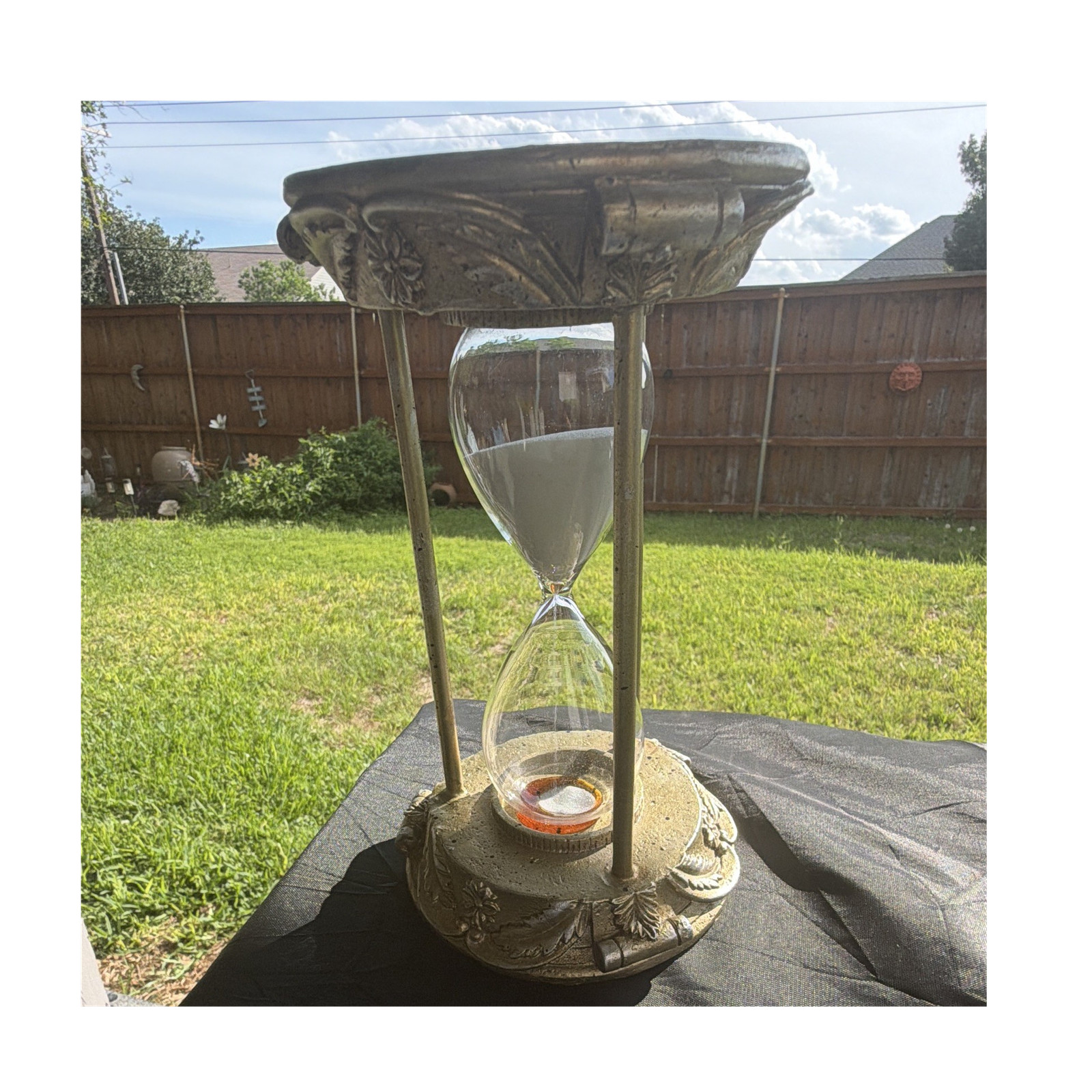 Gold Glass & Metal Manual Hourglass Sand Timer Vintage/Retro Made in China