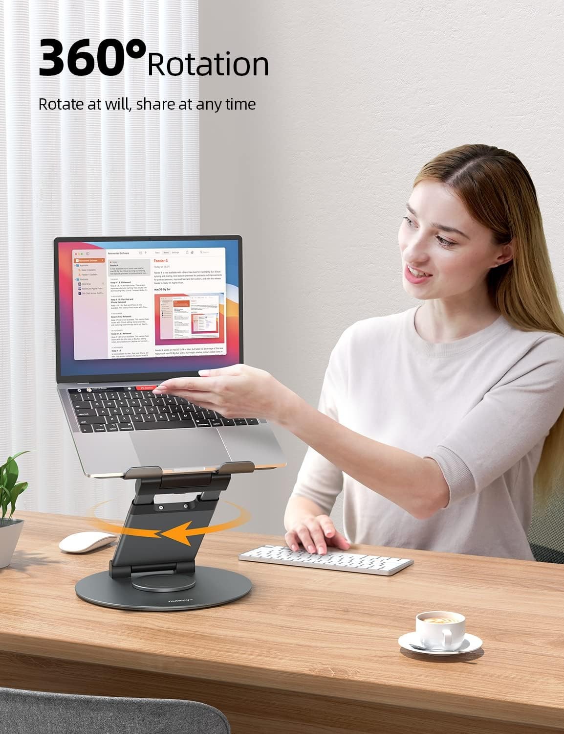 Telescopic 360 Rotating Laptop Stand for Desk Adjustable Height Swivel Pull