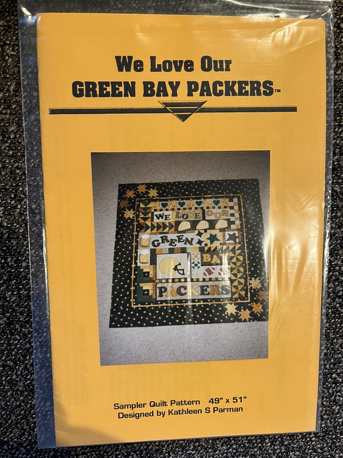 Green Bay Packers Sampler Quilt Pattern-by Kathleen Parman 49”x51”