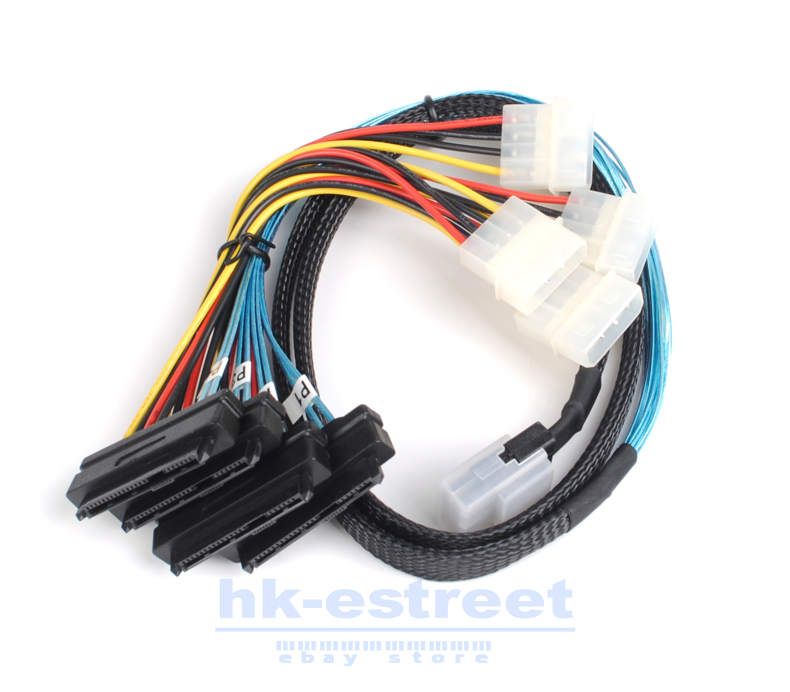 Mini SAS SFF-8087 to 4 x SFF-8482 w/ IDE Internal Breakout Power Cable 1-Meter