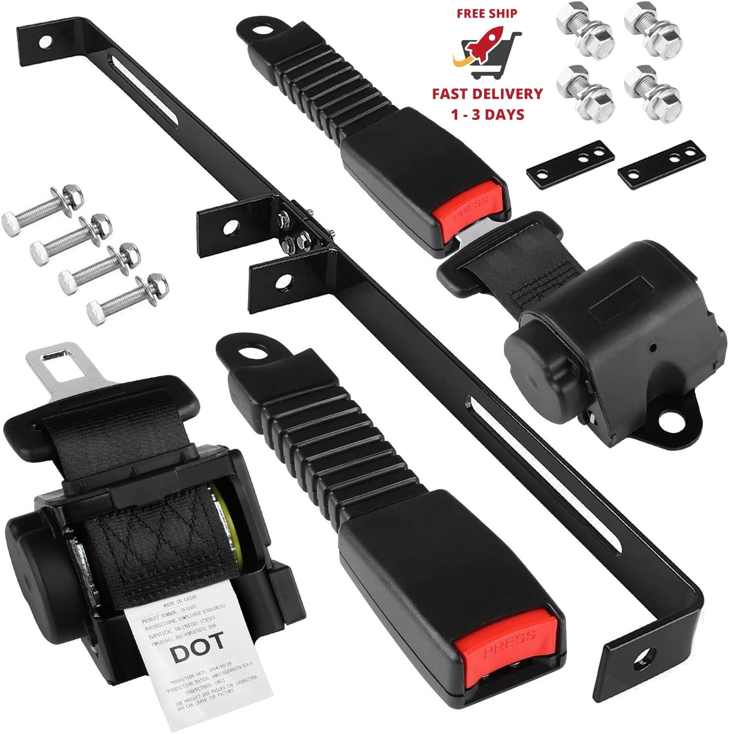 Kit de cinturón de seguridad para coche de golf DOT de 61 pulgadas