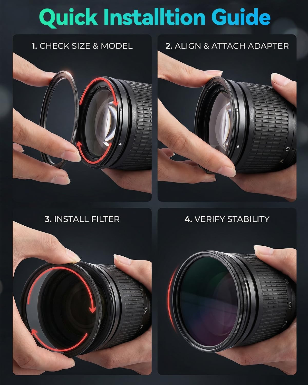 77-95Mm Metal Step-Up/Down Ring Adapter Compatible with Mirrorless Cameras DSLR