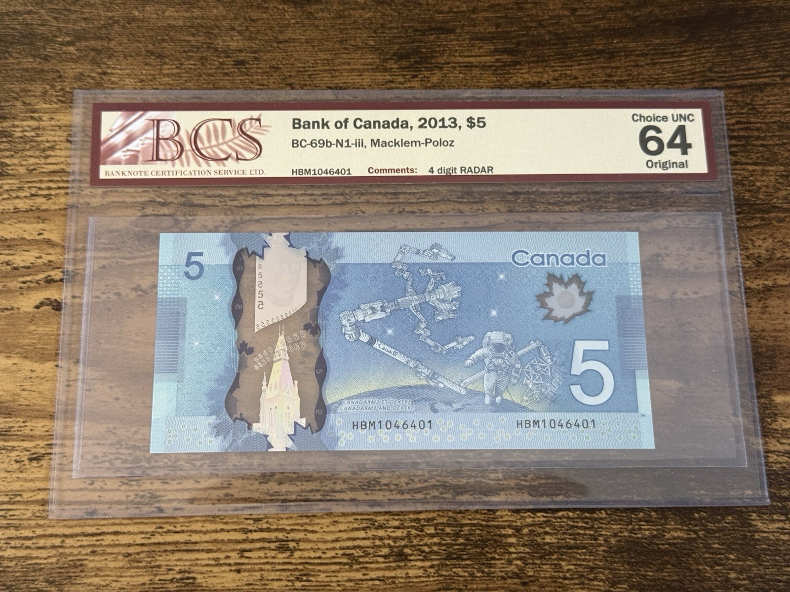 RARE CONSECUTIVE RADAR RUN - Canada $5 Frontier - HBM Pref - BCS 64 Choice UNC