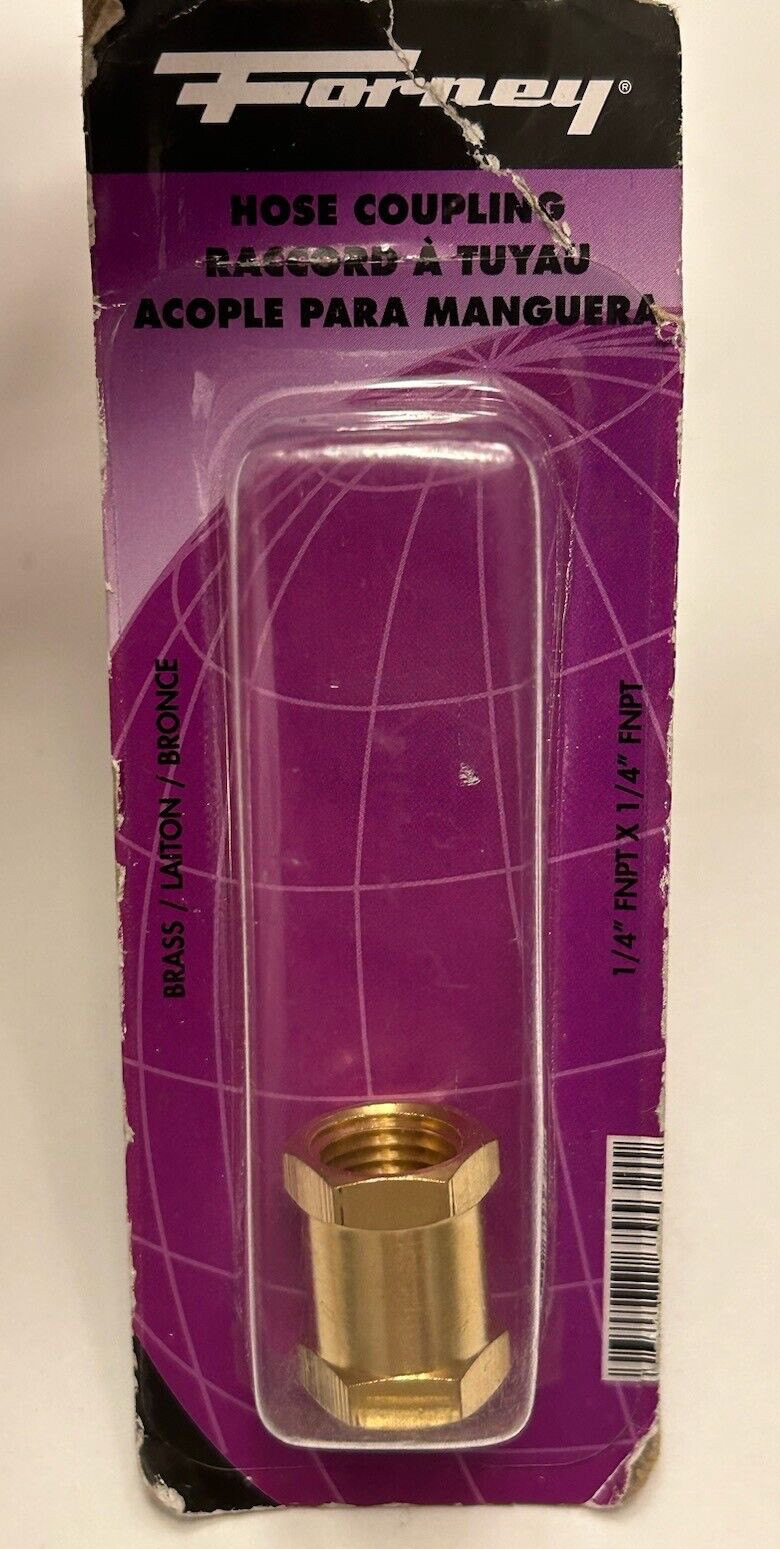 FORNEY~Hose Coupling~Brass ~ 1/4" FNPT  x 1/4" FNPT~  NEW