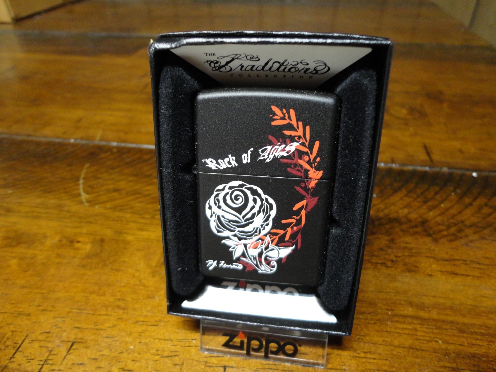 TRADITIONS ROCK OF AGES ROSE ZIPPO LIGHTER MINT IN BOX 2008