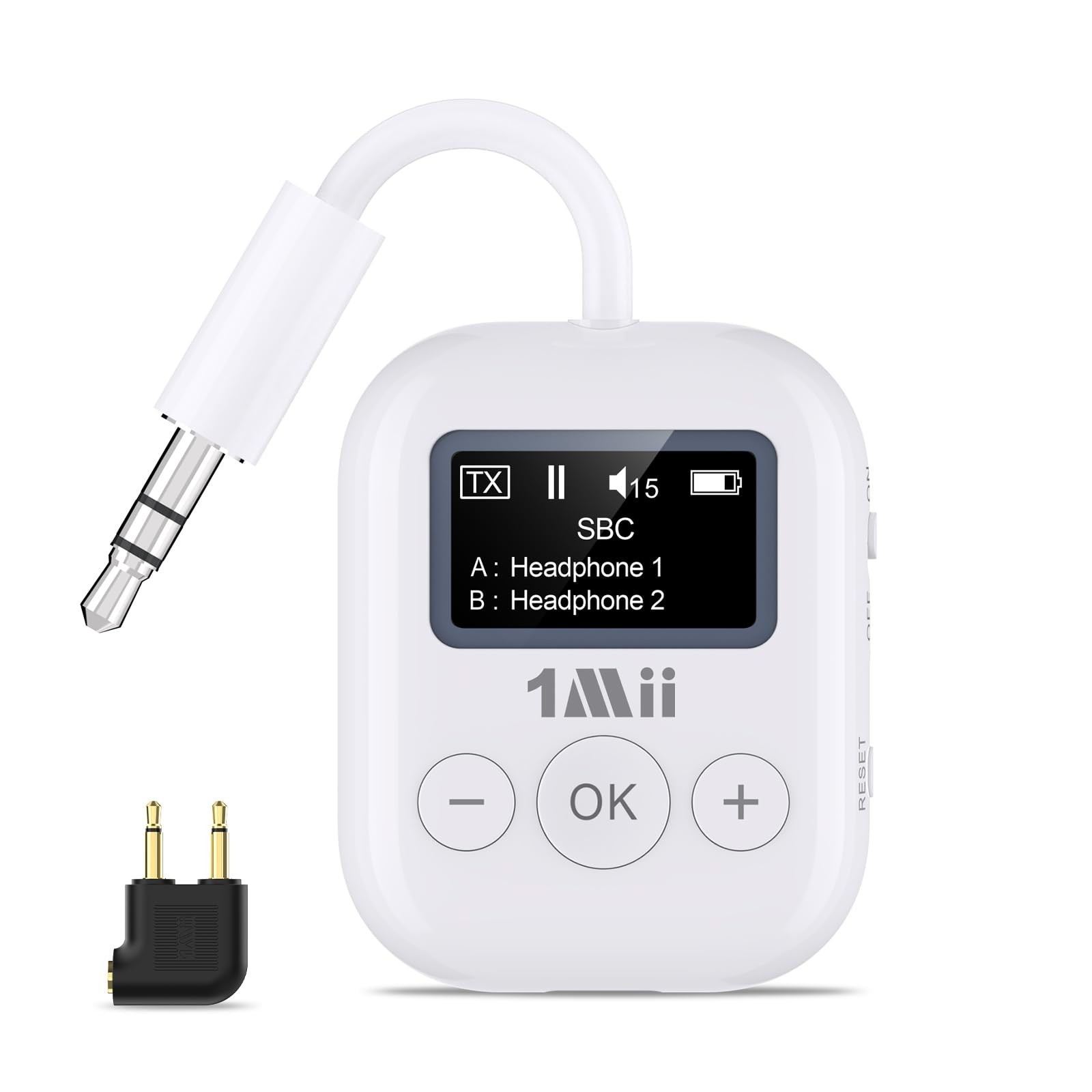 SafeFly Min Airplane Bluetooth Adapter for 2 Headphones, aptX Adaptive & HD H...