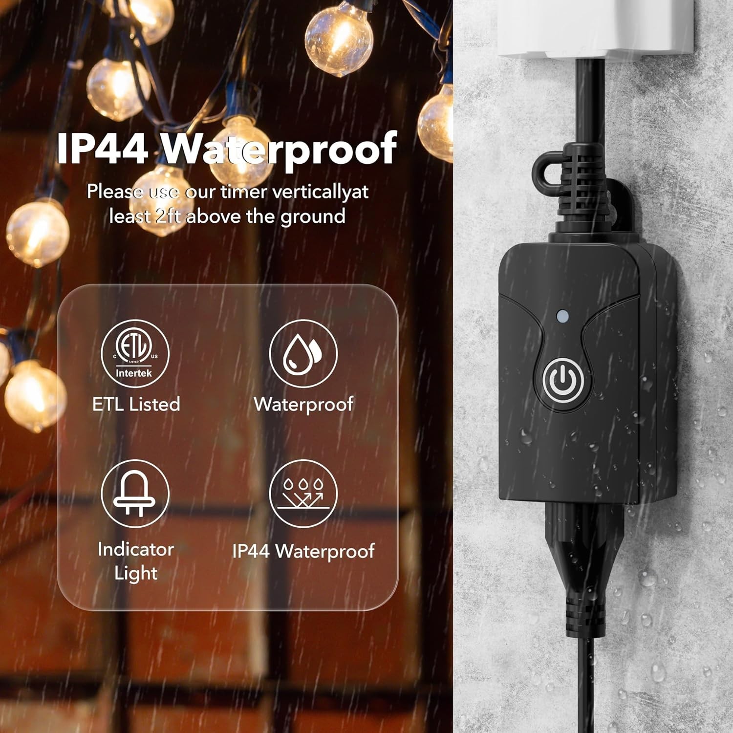 Weatherproof Smart WiFi Outlet with Remote Control for Alexa & Google Assistant