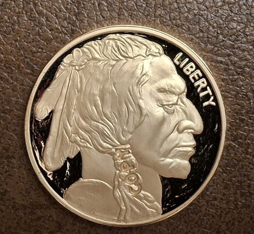 2012 US Buffalo Indian Head Gold Plated Coin w/Case & COA COPY