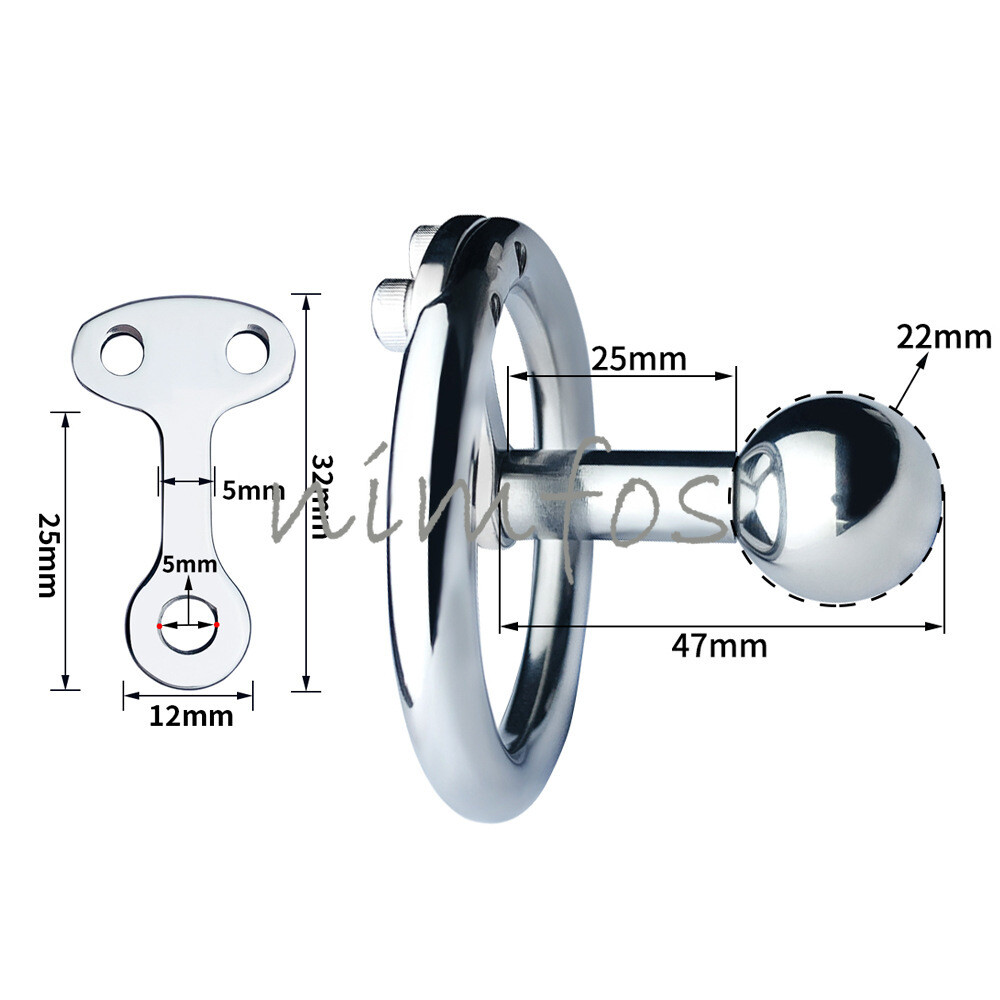 New Solid Steel Ball Inverted Cage with Removable 12mm Male Chastity Device