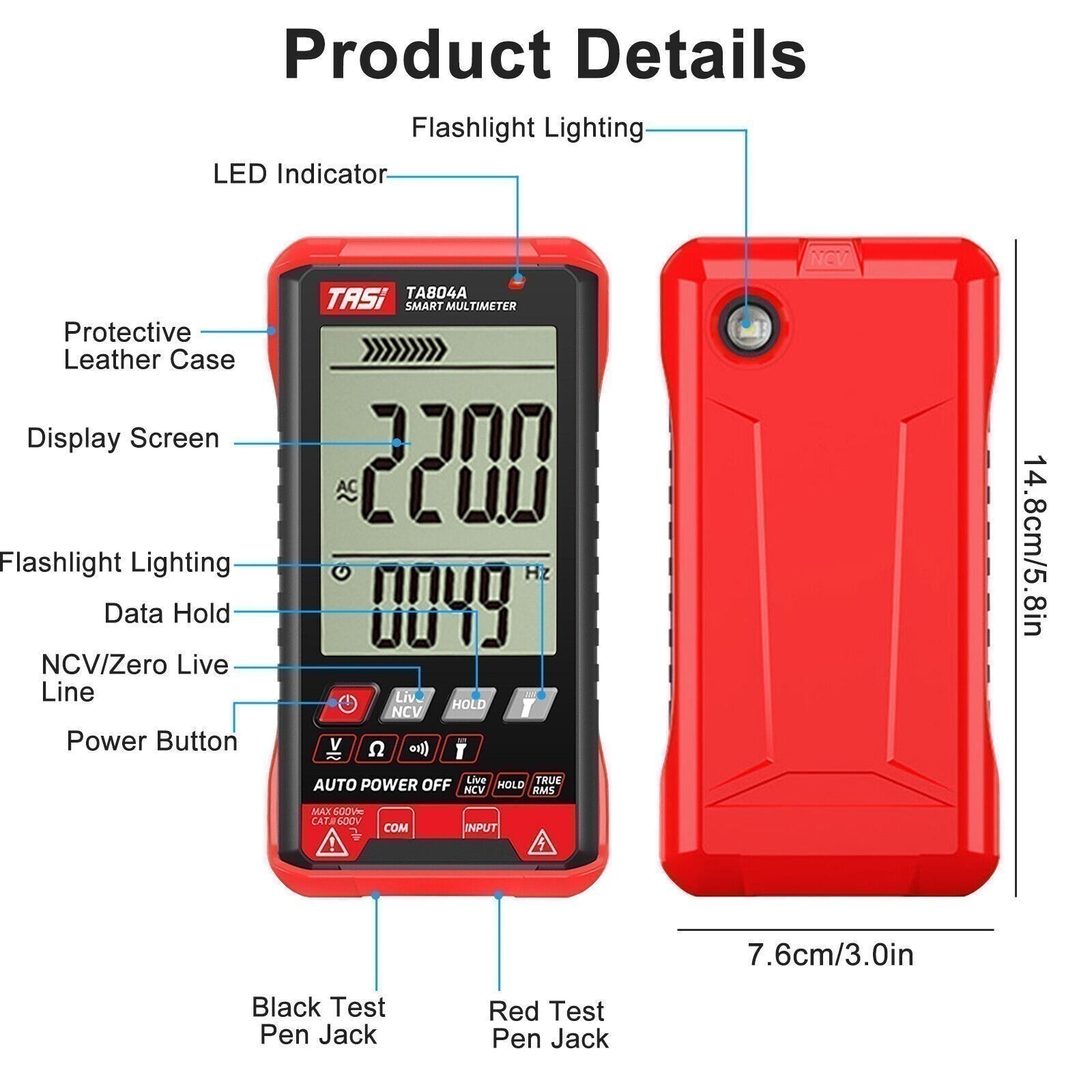 Digital Multimeter Voltmeter AC DC Volt Meter Ohmmeter Auto Range Tester Light M