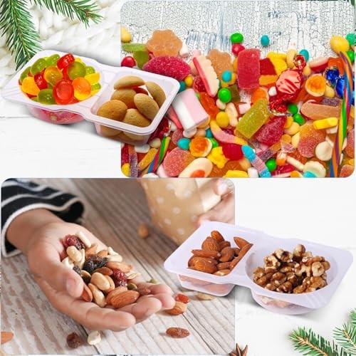 Qewro 15 Sets Snack Containers, Reusable Double Compartment Condiment 15Pack
