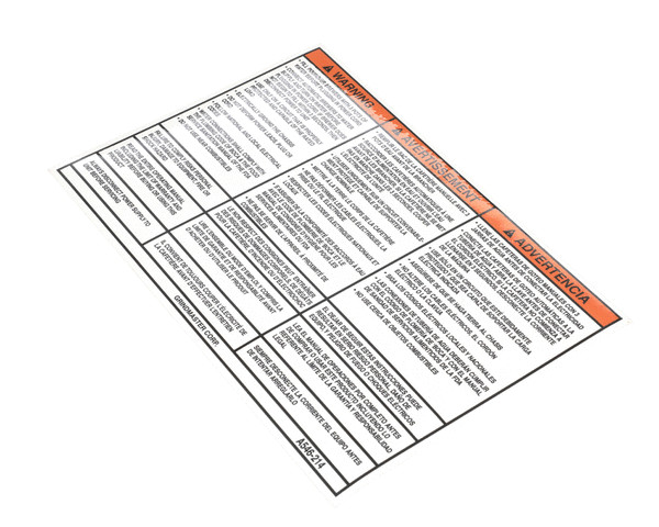 A546-214 Grindmaster Cecilware Label, Warning, Startup Instr Genuine OEM