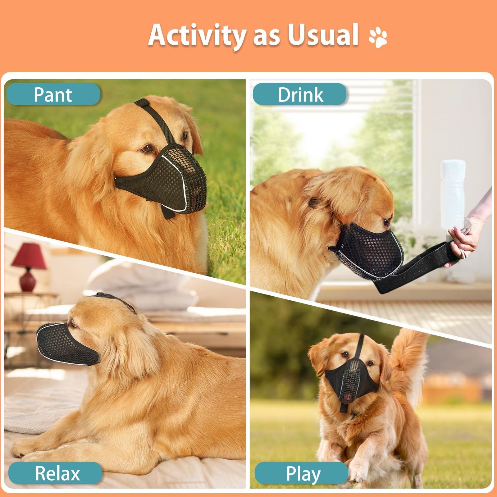 Dog Muzzle, Mesh Muzzle for Medium Large Dogs, Reflective for Nighttime Walks...