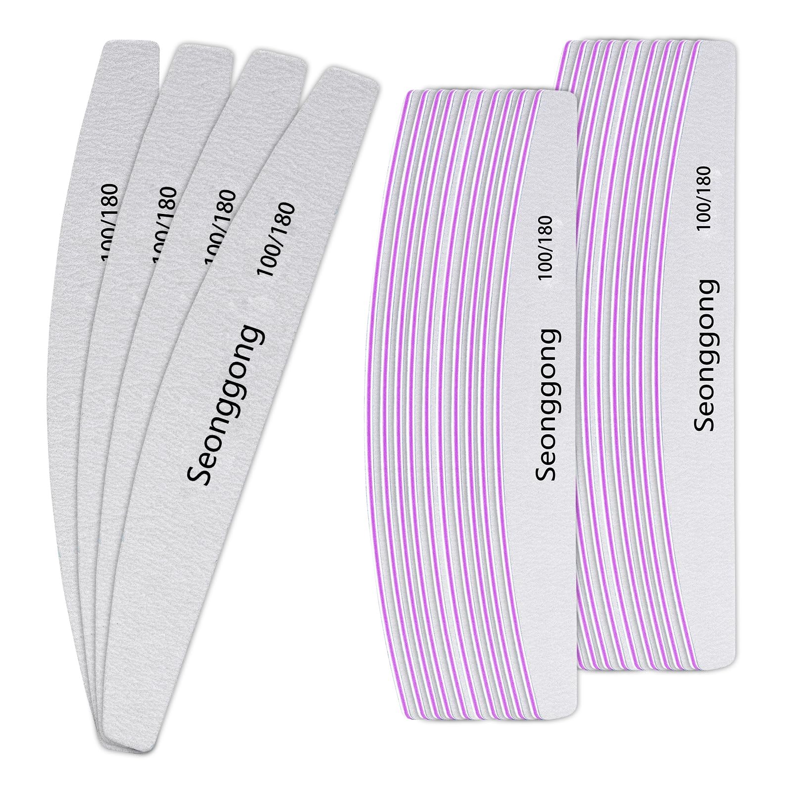 24 PCS Nail File 100/180 Grit Nail Files for Women Double Sided Emery Board F...