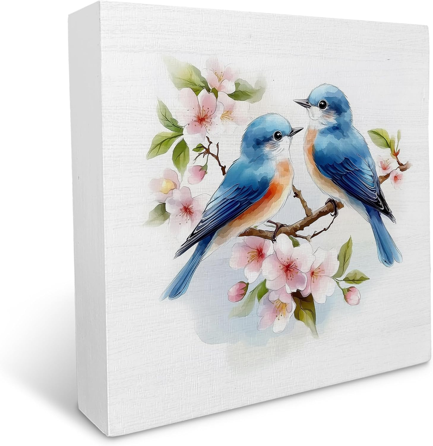 Blue  Floral Wooden Box Sign, Gifts for  Lovers Women Wood Box Decorations for K