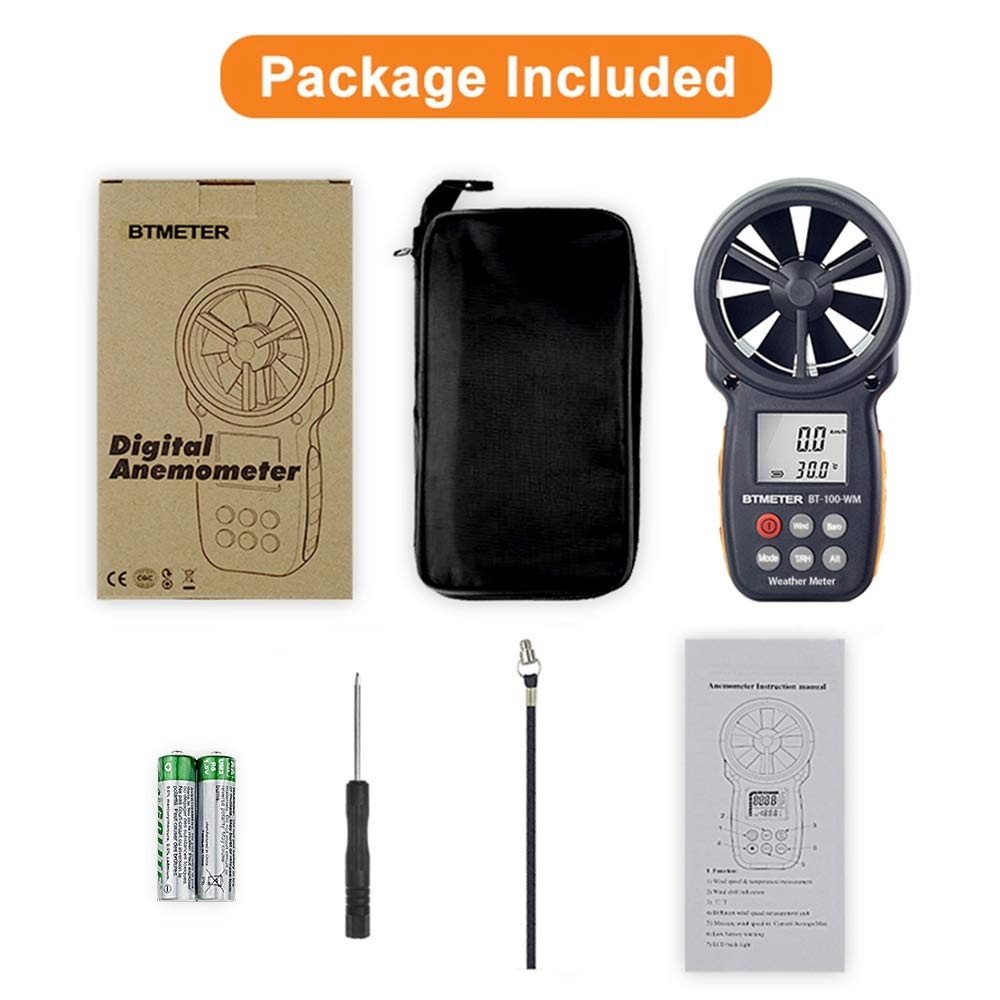 Handheld Anemometer Barometer for Climbing & HVAC - BT-100WM