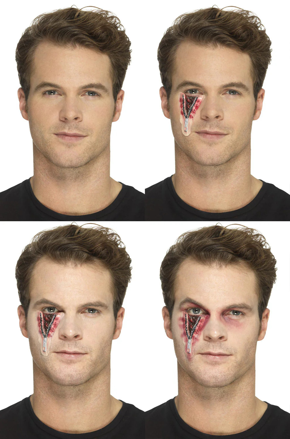 Zippered Scar Face Prosthetic Make Up Accessory